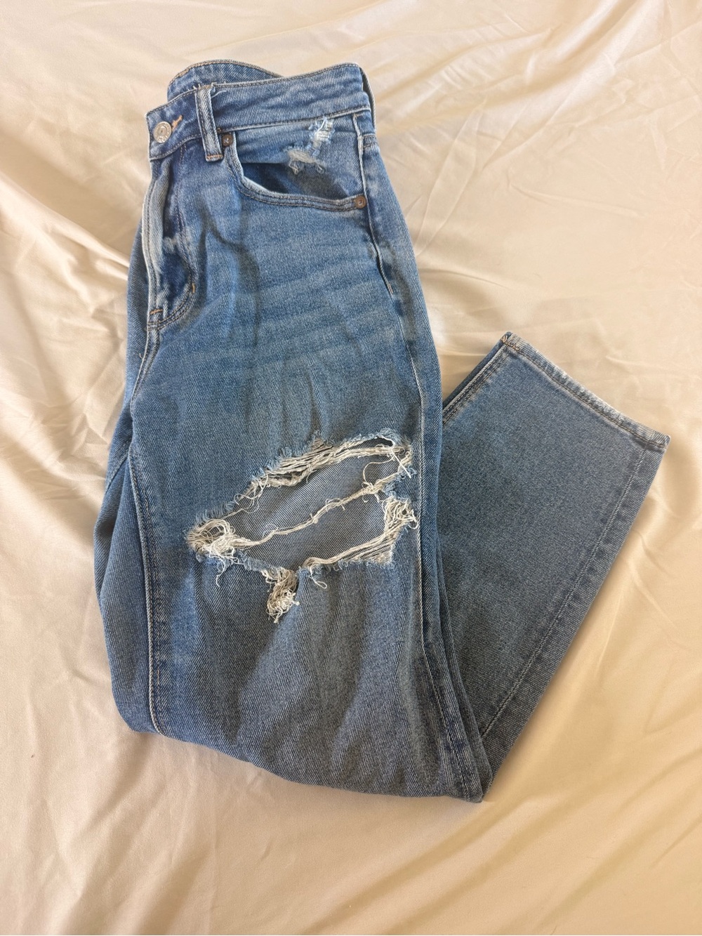 American Eagle Outfitters Light Blue Distressed Ankle Jeans